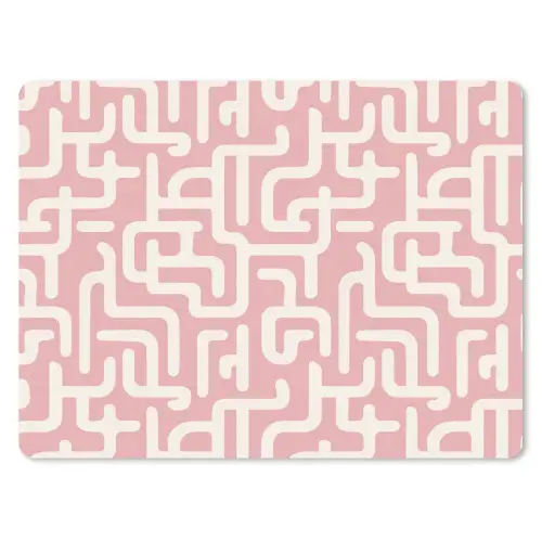 Doolhofpatroon - Roze - Wit - Abstract muismat rubber klein 262 -3d