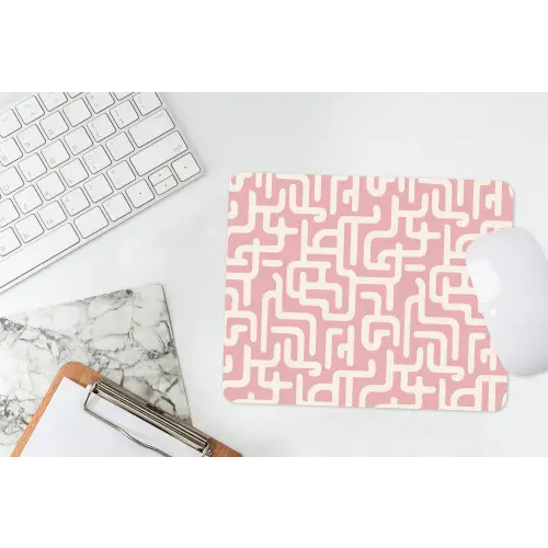 Doolhofpatroon - Roze - Wit - Abstract muismat rubber klein 262 -witbureau