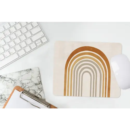 Minimalistisch - Boog - Lijnen - Beige muismat rubber klein -witbureau