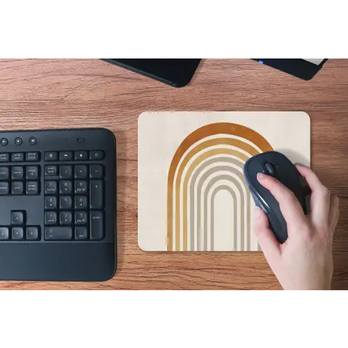 Minimalistisch - Boog - Lijnen - Beige muismat rubber klein -toetsenbord