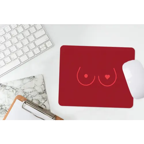 Minimalistisch - Lijnillustratie - Rood muismat rubber klein -witbureau