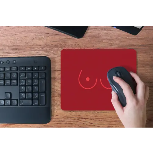 Minimalistisch - Lijnillustratie - Rood muismat rubber klein -toetsenbord