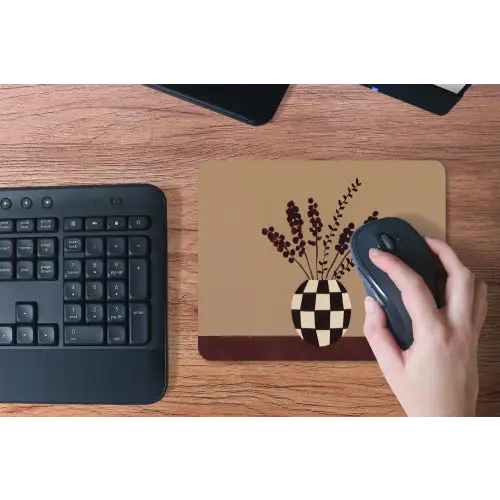 Minimalistisch - Vaas - Bloemen - Bruin muismat rubber klein -toetsenbord