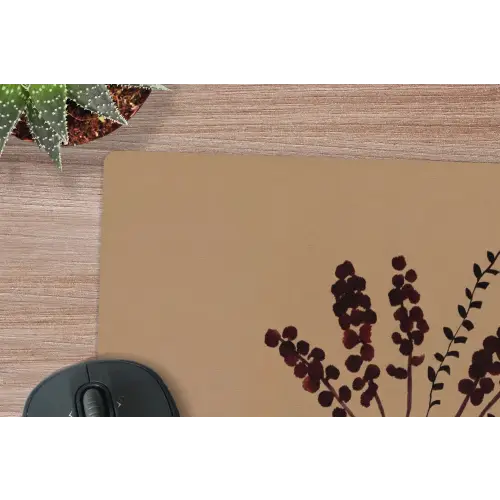 Minimalistisch - Vaas - Bloemen - Bruin muismat rubber klein -closeup