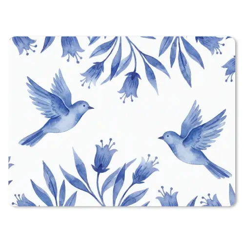 Modern - Vogels - Delfts - Blauw muismat rubber klein -3d