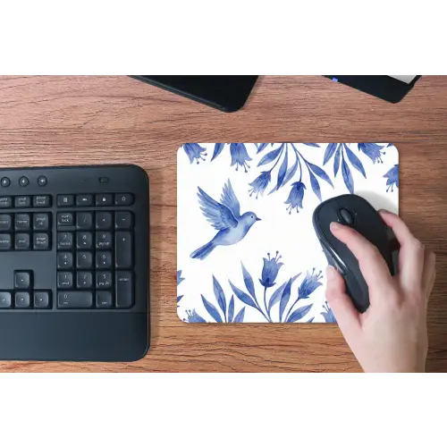 Modern - Vogels - Delfts - Blauw muismat rubber klein -toetsenbord