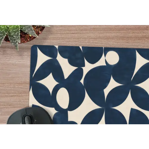 Modern - Geometrisch - Blauw muismat rubber klein 262 -closeup