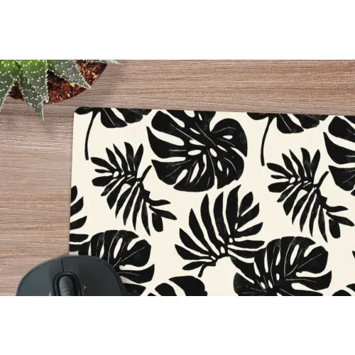 Modern - Monstera - Zwart muismat rubber klein 262 -closeup