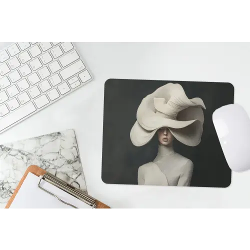 Modern - Vrouw - Hoed muismat rubber klein -witbureau