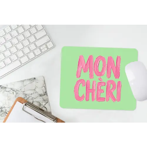 Mon cheri - Groen - Roze muismat rubber klein -witbureau