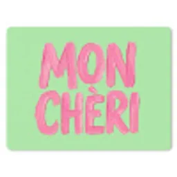 Mon cheri - Groen - Roze muismat rubber klein -3d