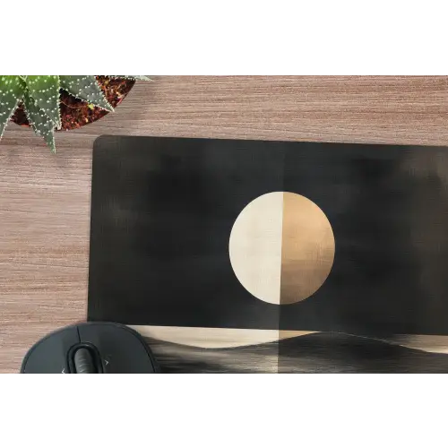 Maan - Cirkel - Goud muismat rubber klein -closeup