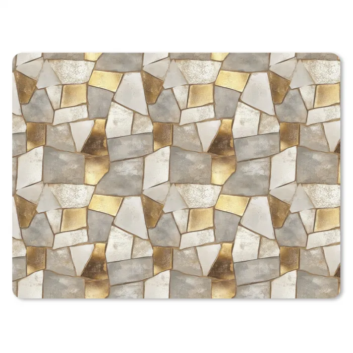 Mozaïek - Marmer - Goud muismat rubber klein 262 -3d