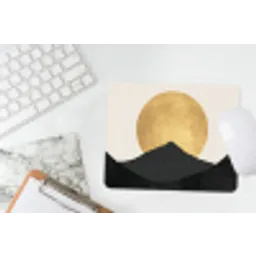 Bergsilhouetten - Gouden cirkel - Beige muismat rubber klein -witbureau