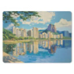 Berg - Skyline - Strand - Water muismat rubber klein -3d