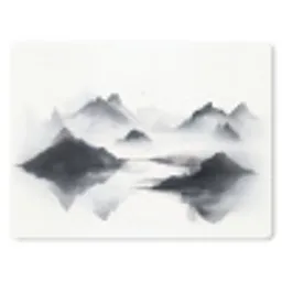 Bergen - Mistig - Water - Wit muismat rubber klein -3d