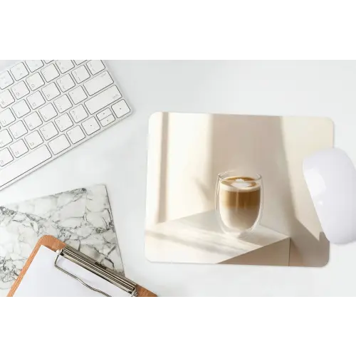 Mok - Latte - Minimalistisch - Schaduw muismat rubber klein -witbureau