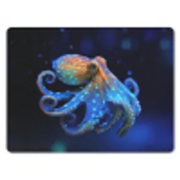 Octopus - Stippen - Blauw - Zee muismat rubber klein -3d