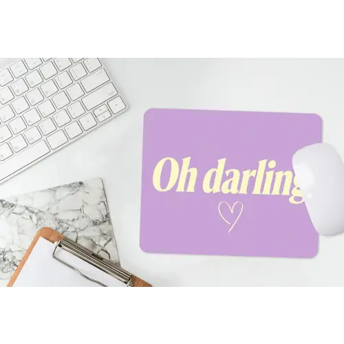 Oh darling - Hart - Paars muismat rubber klein -witbureau