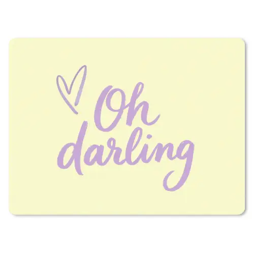 Oh darling - Geel - Hart muismat rubber klein -3d