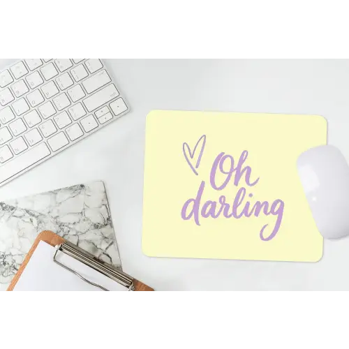 Oh darling - Geel - Hart muismat rubber klein -witbureau