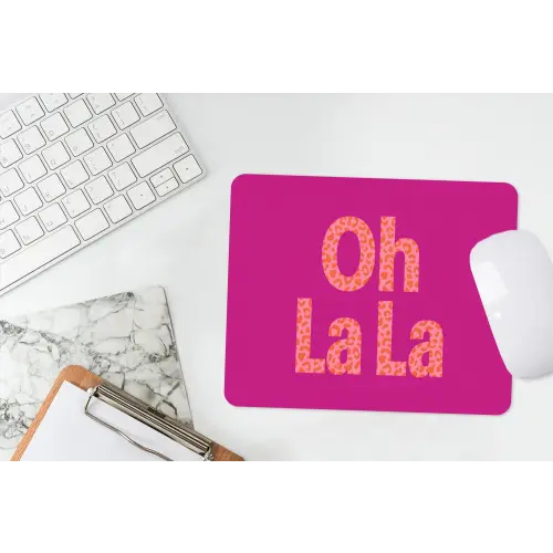 Oh la la - Luipaardprint - Roze muismat rubber klein -witbureau