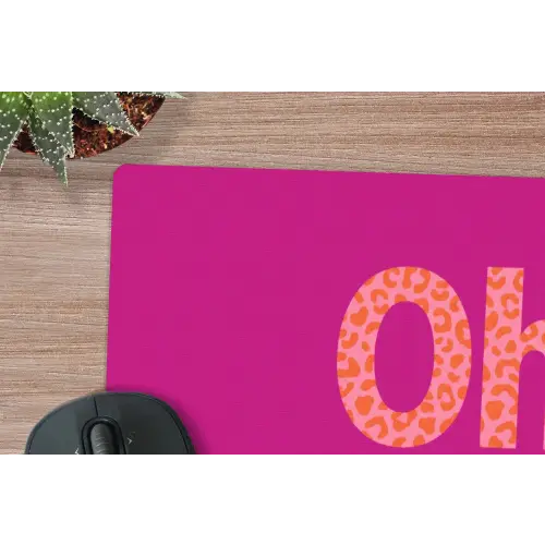 Oh la la - Luipaardprint - Roze muismat rubber klein -closeup