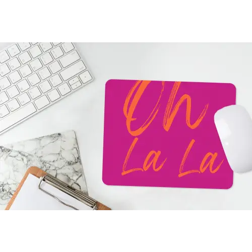 Oh la la - Oranje - Roze muismat rubber klein -witbureau