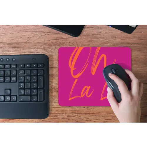 Oh la la - Oranje - Roze muismat rubber klein -toetsenbord
