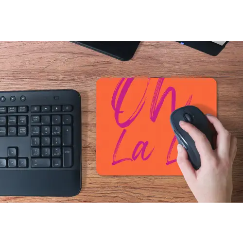 Oh la la - Oranje - Roze - Grafisch muismat rubber klein -toetsenbord