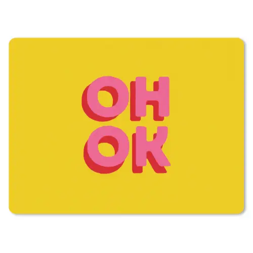 Oh ok - 3D - Geel - Roze muismat rubber klein -3d