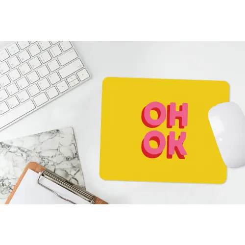 Oh ok - 3D - Geel - Roze muismat rubber klein -witbureau