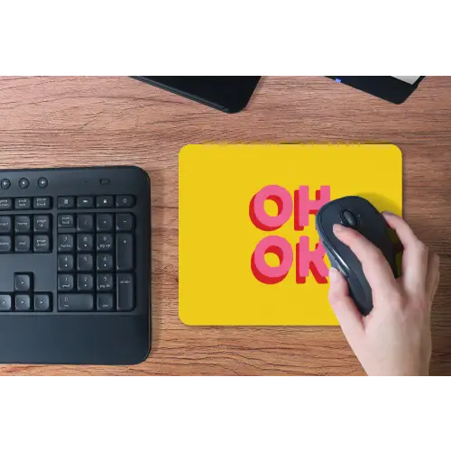 Oh ok - 3D - Geel - Roze muismat rubber klein -toetsenbord