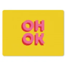 Oh ok - 3D - Geel - Roze muismat rubber klein -3d