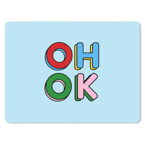 Oh ok - Blauw - Kleurrijk muismat rubber klein -3d