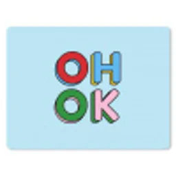 Oh ok - Blauw - Kleurrijk muismat rubber klein -3d