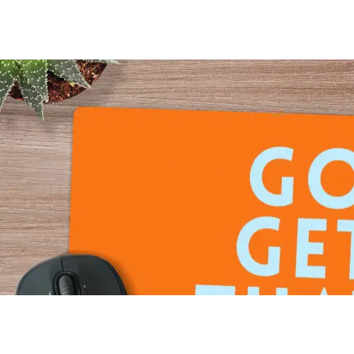 Oranje - Blauw - Go get that dream muismat rubber klein -closeup