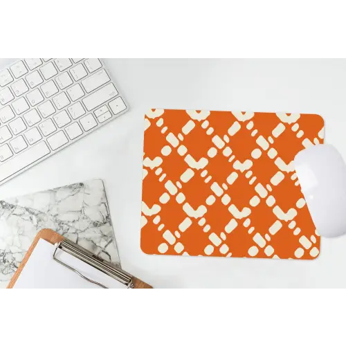 Oranje - Ruitpatroon - Wit muismat rubber klein 262 -witbureau
