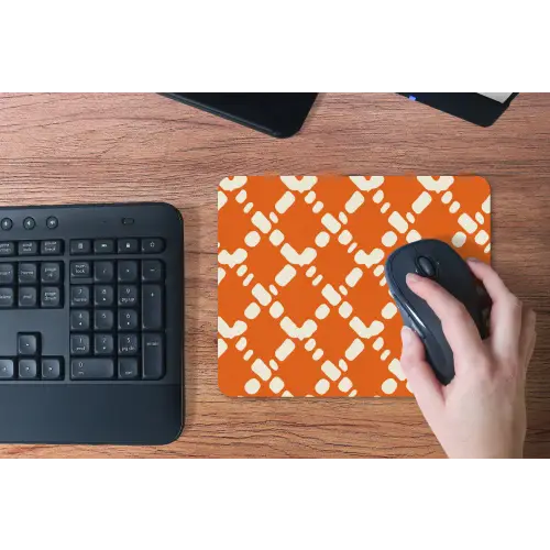 Oranje - Ruitpatroon - Wit muismat rubber klein 262 -toetsenbord