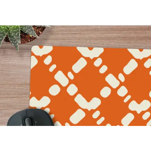 Oranje - Ruitpatroon - Wit muismat rubber klein 262 -closeup
