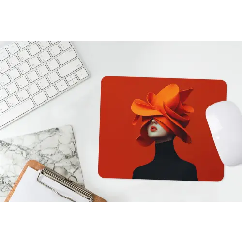 Oranje - Hoed - Vrouw muismat rubber klein -witbureau