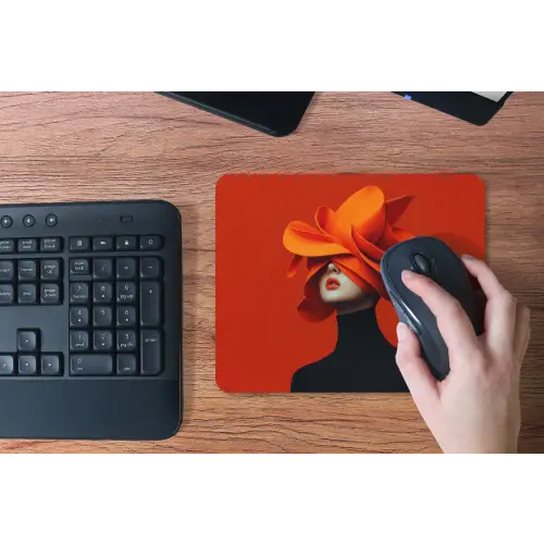 Oranje - Hoed - Vrouw muismat rubber klein -toetsenbord