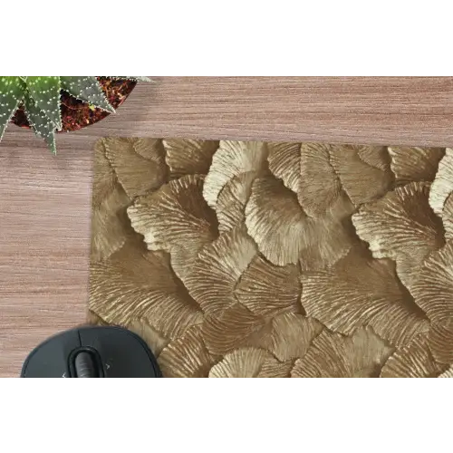Organisch - Patroon - Bladeren - Goud muismat rubber klein 262 -closeup