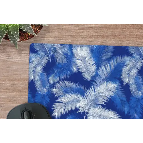 Palmblad - Patroon - Blauw muismat rubber klein 262 -closeup