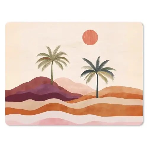 Palmbomen - Abstract - Zon - Heuvels muismat rubber klein -3d