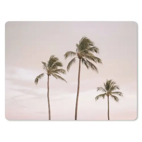Palmbomen - Zonsondergang - Roze muismat rubber klein -3d