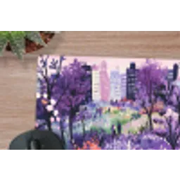 Park - Bomen - Bloemen - Gebouwen muismat rubber klein -closeup