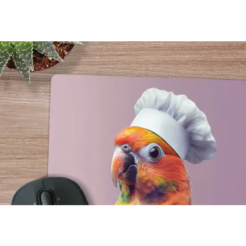 Papegaai - Koksmuts - Nieuwsgierig - Vogel muismat rubber klein -closeup