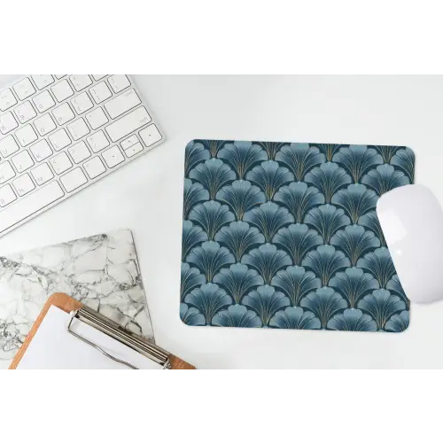 Patroon - Ginkgoblad - Blauw muismat rubber klein 262 -witbureau
