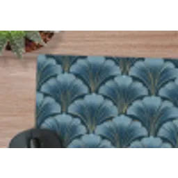 Patroon - Ginkgoblad - Blauw muismat rubber klein 262 -closeup